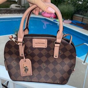 U.S. Polo Assn. Brown Checkered Women's Bag